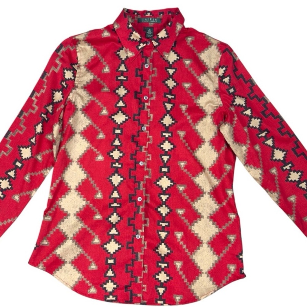 Lauren Ralph Lauren Aztec/Western Geometric Print Shirt